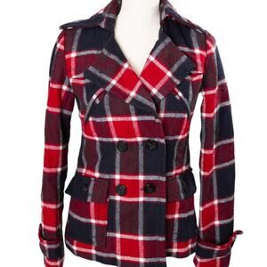 American Eagle Outfitters bold plaid
double breasted peacoat size M Like new
